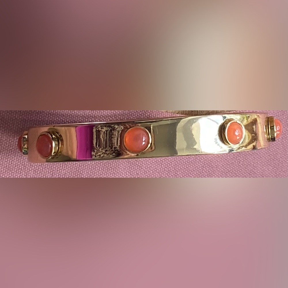 NEW GOLDTONE BANGLE BRACELET WITH COLORFUL ACCENTS - Picture 6 of 16
